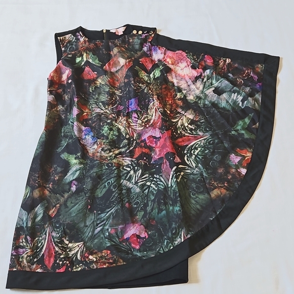 Ted Baker Reama Sheath Black Flowered Butterfly Front Mini Dress Size 0 - Picture 12 of 17